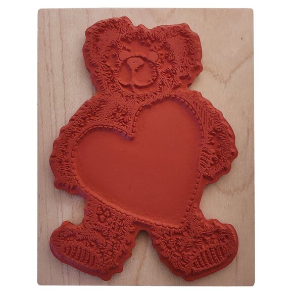 Teddy Bear Rubber Stamp By PSX K-1421 - Cute Bear With Heart Design - 1995 Vinta - Picture 2 of 4
